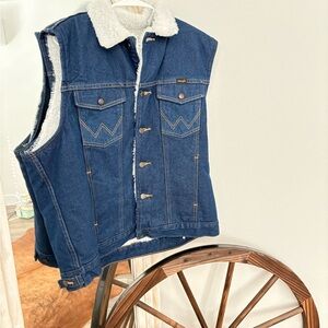 Wrangler Blue Sherpa-Lined Denim Vest